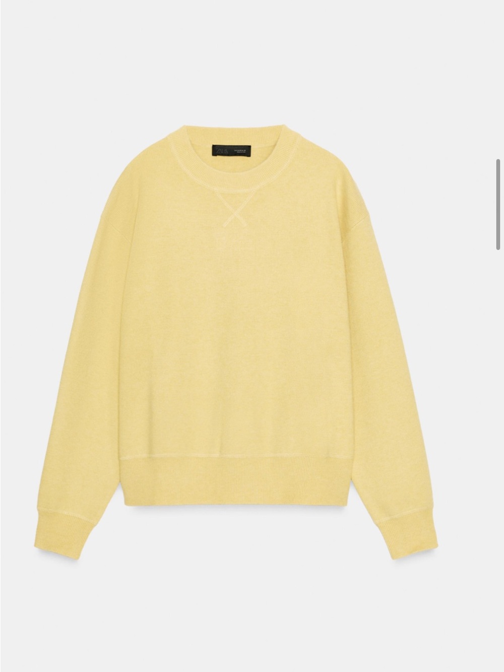 Zara Light Yellow Crew Neck Sweater